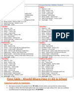 Khushil Bhura Time Table Class 11 JEE & School