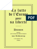 Von Ribbentrop Joachim - La Lutte de L Europe Pour Sa Liberte