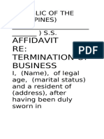 Affidavit Closure - Termination