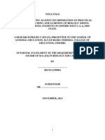 Factors Militating Against Incorporation of Practical Classes in Teaching and Learning of Biology Among Secondary School Students in Owerri West L.G.A