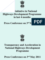 Major Initiative in National Highways Development Programme in Last 4 Months Press Conference On 3 May 2011