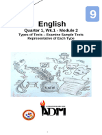 Eng9 - Q1 - Mod2 - Wk1 - Examine Sample Texts Representative of Each Type - Version3