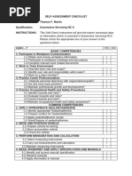 JSS 3 Self Assessment Checklist