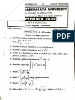 Laplace Transforms 2020 Question Paper