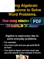 Writing Algebraic Expressions To Solve Word Problems