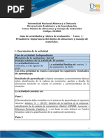 Guia de Actividades y Rúbrica de Evaluación Tarea 1 - Presaberes - Importancia Del Diseño de Almacenes y Manejo de Materiales