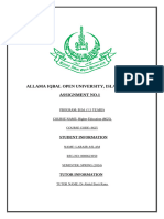 Allama Iqbal Open University, Islamabad Assignment No.1: Student Information