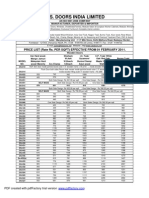 D.S. Doors India Limited: Price List (Rate Rs. Per SQFT) Effective From 01 February 2011