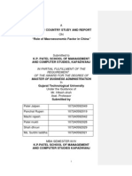 Global / Country Study and Report: "Role of Macroeconomic Factor in China"