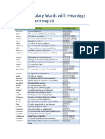 Vocabulary English Nepali