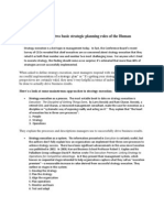 List and Explain The Two Basic Strategic Planning Roles of The Human Resource Manager?