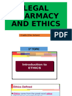 Legal Pharmacy and Ethics: 3 Units (3 Hrs. Lecture)