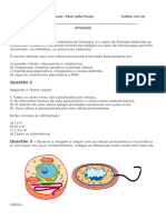 ATIVIDADE Biologia Celular e Molecular - 10 QUESTOES