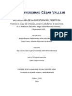 Factores de Riesgo Del Embarazo Precoz en Estudiantes de Secundaria de La Institución Educativa Jorge Duberli Benites Sánchez, Chulucanas 2023