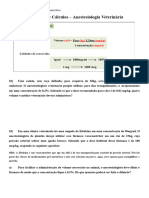 Exercícios de Cálculos - Anestesiologia Veterinária