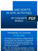 Dos &Don'Ts in Concrete Works