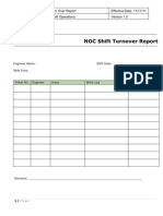 NOC Shift Turnover Report