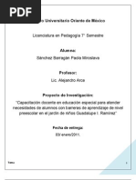 Capacitación Docente en Educación Especial para Atender Necesidades de Alumnos Con Barreras de Aprendizaje de Nivel Preescolar en El Jardín de Niños Guadalupe I