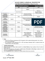 Date Sheet Term-I (9th To 12th) 2024