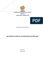 Relatório de Pratica Laboratorial Separação de Mistura