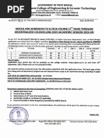 Gcect Decentralized Counselling BTech Notice 2023 24