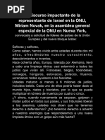 El Discurso Impactante de La Representante de Israel en La ONU, Miriam Novak, en La Asamblea General Especial de La ONU en Nueva York