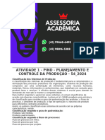 Atividade 1 - Pind - Planejamento e Controle Da Produção - 54 - 2024