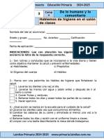 3er Grado Octubre - Examen 04 Hablemos de Higiene en El Salón de Clases (2024-2025)