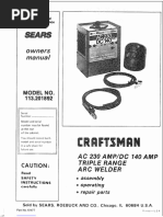 Sears Welder 113201892 - Owners - Manual