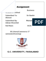 Assignment: G.C. University, Faisalabad