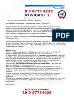 1 QUESTÃO Olá, Estudante de Ciências Contábeis! Esta Atividade Corresponde À Atividade de Estudos 1. Vamos Lá! A Demonstração Do V