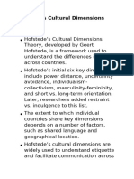 Hofestede Cultural Dimension