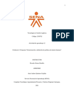 Actividad de Aprendizaje 12 Evidencia 5 Propuesta Estructuración y Definición de Políticas de Talento Humano