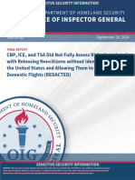 CBP, ICE, and TSA Did Not Fully Assess Risks Associated With Releasing Noncitizens Without Identification Into The United States and Allowing Them To Travel On Domestic Flights (REDACTED)