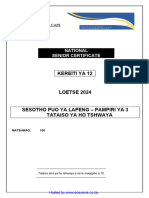 Sesotho HL P3 Memo GR12 Sept 2024