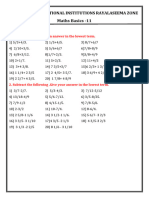 Maths Basic Work Sheet - 11