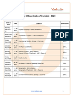 ICSE Class 10 Board Exam Time Table - 2025