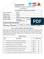 Question Bank - ME3303 - Manufacturing Technology