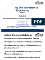 INME511 - Lecture 2 Maintenance Management & Planning