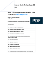 Lesson Note On Basic Technology JSS 3 First Term