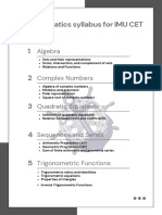 Mathematics Syllabus For IMU CET