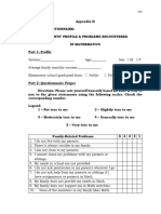 Questionnaire Problems Encountered in Math