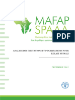 Analyse Des Incitations Et Penalisations Pour Le Lait Au Mali