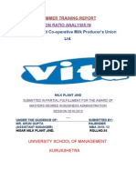 On RATIO ANALYSIS in The Hisar Jind Co Operative Milk Producers Union LTD VITA MILK