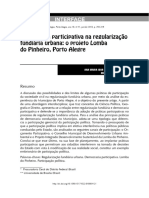 Democracia Participativa Na Regularização Fundiária Urbana: o Projeto Lomba Do Pinheiro, Porto Alegre