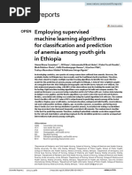 Employing Supervised Machine Learning Algorithms For Classification and Prediction of Anemia Among Youth Girls in Ethiopia