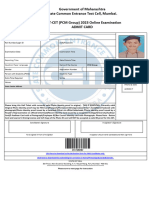 Government of Maharashtra State Common Entrance Test Cell, Mumbai. MHT-CET (PCM Group) 2023 Online Examination Admit Card