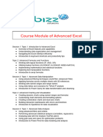 Course Module of Advanced Excel