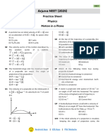 Motion in A Plane - Practice Sheet - Arjuna NEET 2025