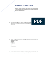 Recuperação Paralela de Química - 3º Trimestre - At1 - 3º Ano